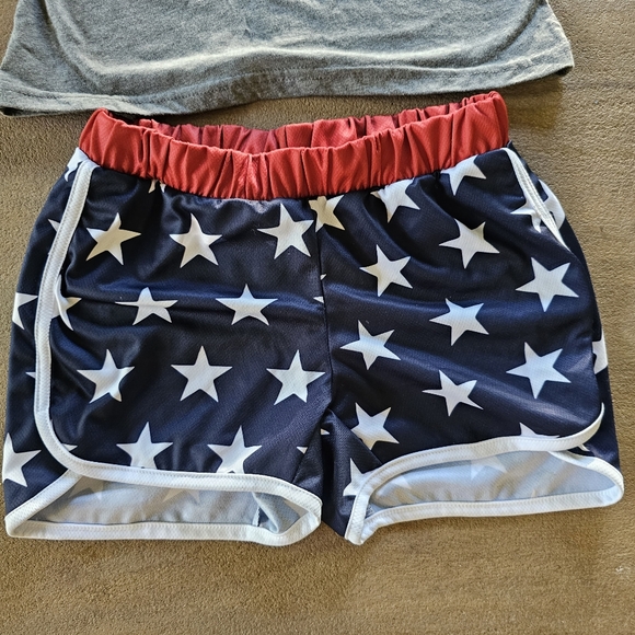 Girls French bulldog All American patriotic shirt shorts set sz 14 - Picture 2 of 6